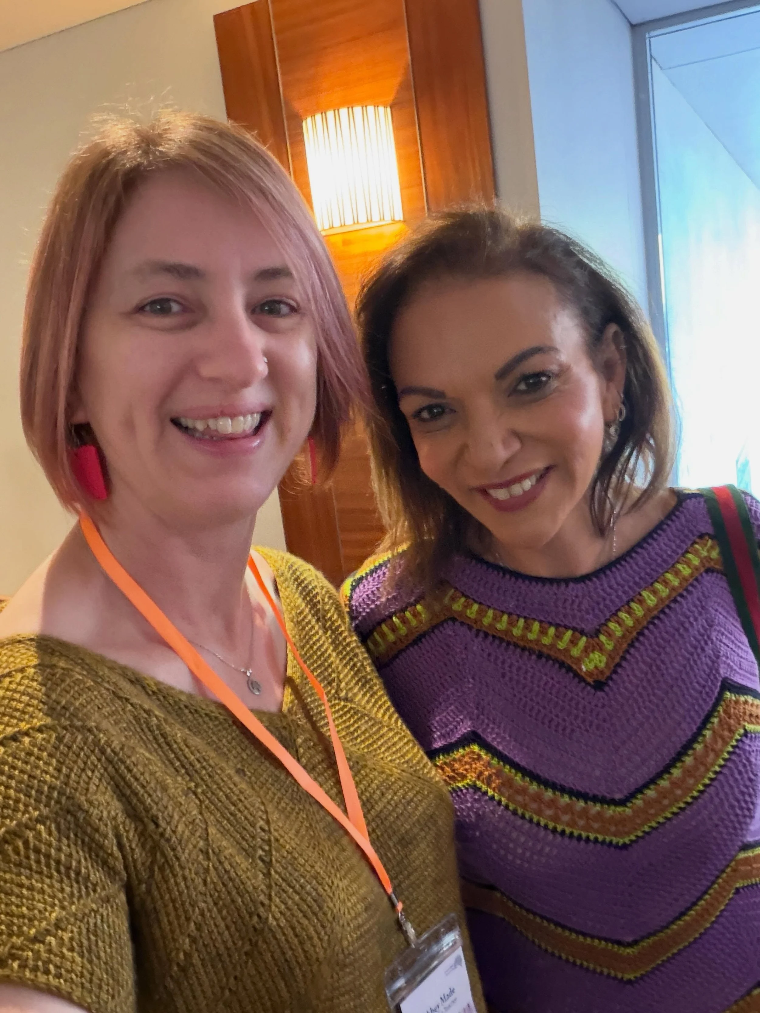 I also got to meet @anne.aly who was wearing a gorgeous crochet dress. 
I&rsquo;m so appreciative of an MP who wears handmade wearables in parliament! Thank you for supporting our craft Anne! 
@crochetguildau #crochetersofinstagram #tunisiancrocheter