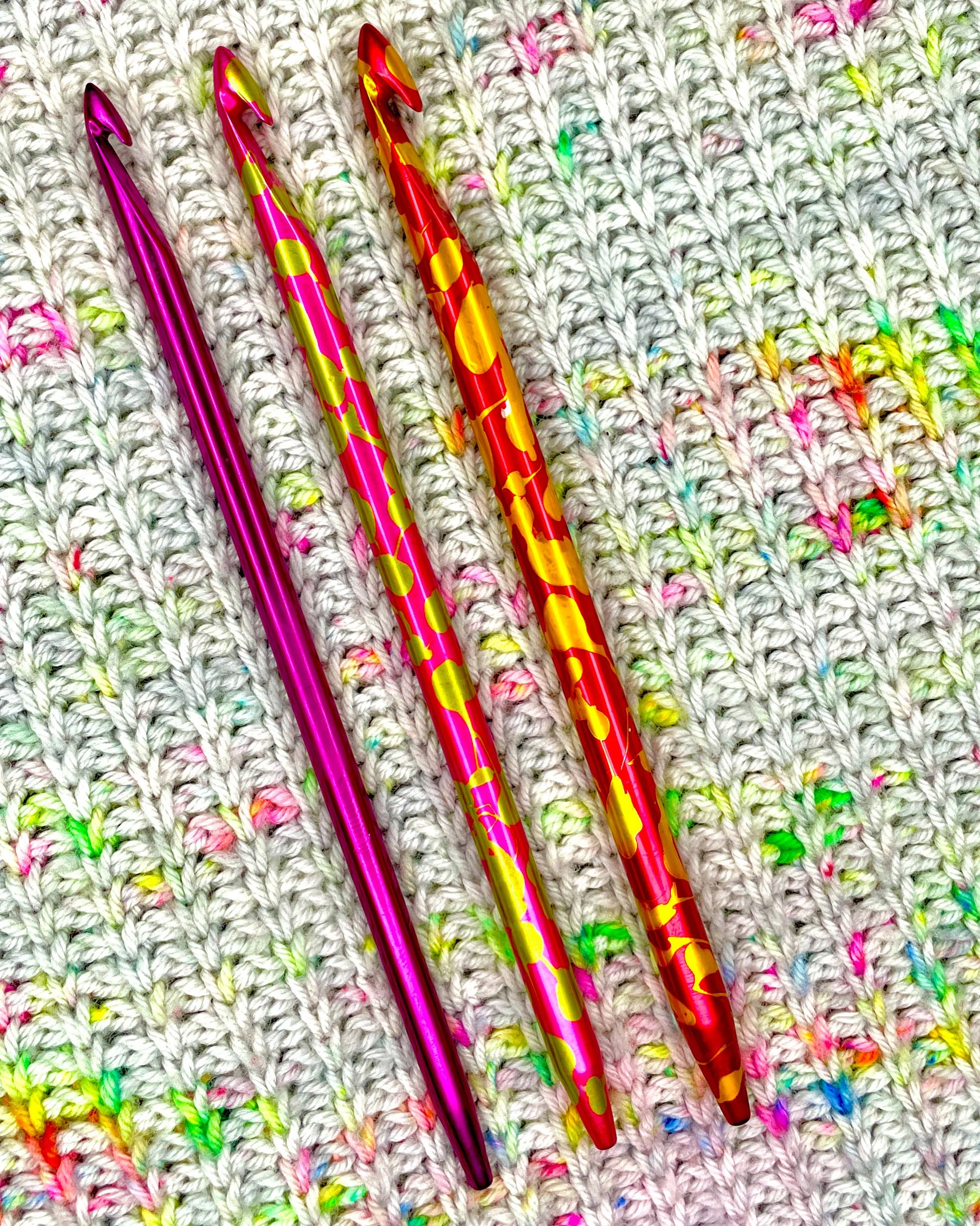 Always looks good on a Tunisian crochet background.