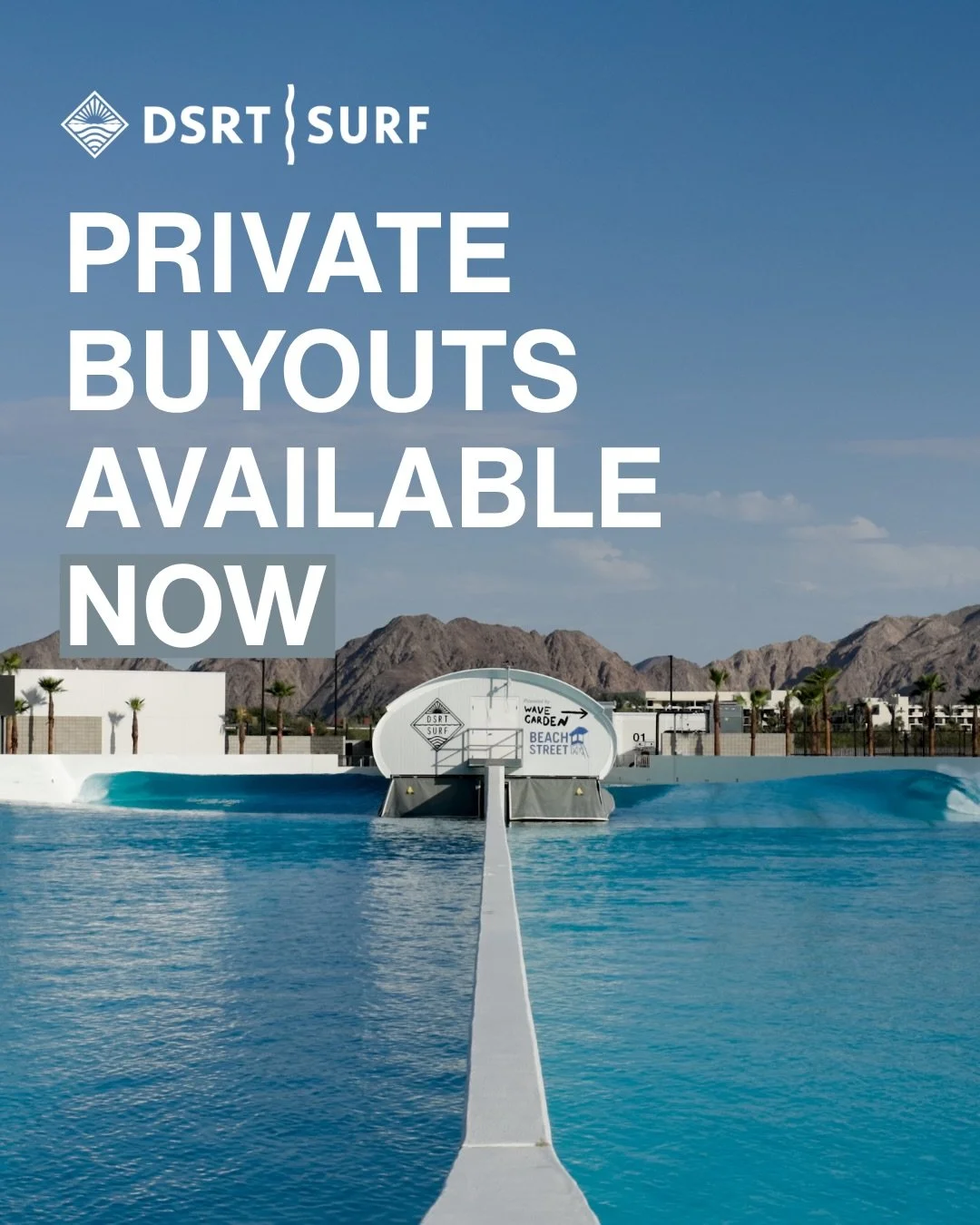 Your waves. Your venue. Your experience. 🌊

Private bookings are now available at DSRT Surf.

From corporate retreats and team offsites to celebrations, brand activations, and unforgettable group experiences. You can now reserve the ultimate private