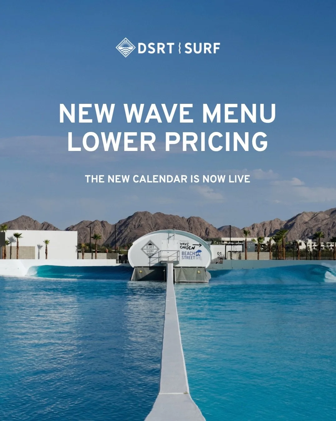 The new calendar is live, with a new wave menu and lower pricing. Here&rsquo;s what&rsquo;s changed:

- Pricing down 30&ndash;40%
- Minimum 10&ndash;12 waves per surfer at full capacity, with select wave settings and sessions offering up to 30 waves 