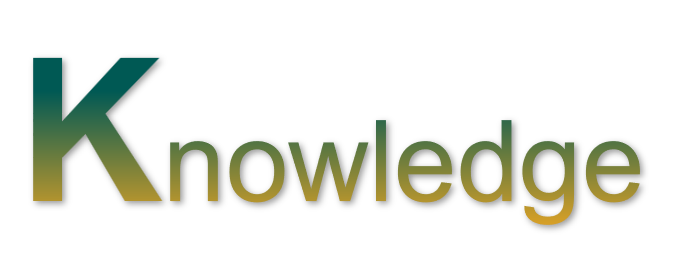 The word 'Knowledge' written in a gradient font with a large 'K' on a black background.