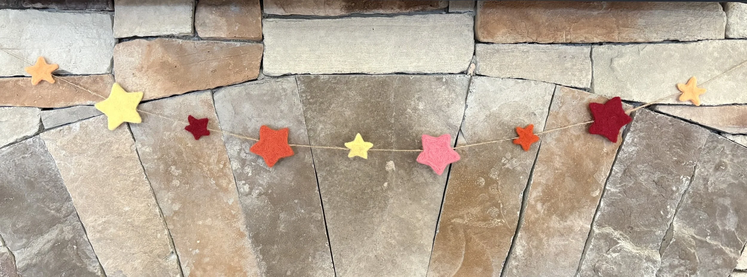 Handcrafted Wool Star Garland - 66-Inch