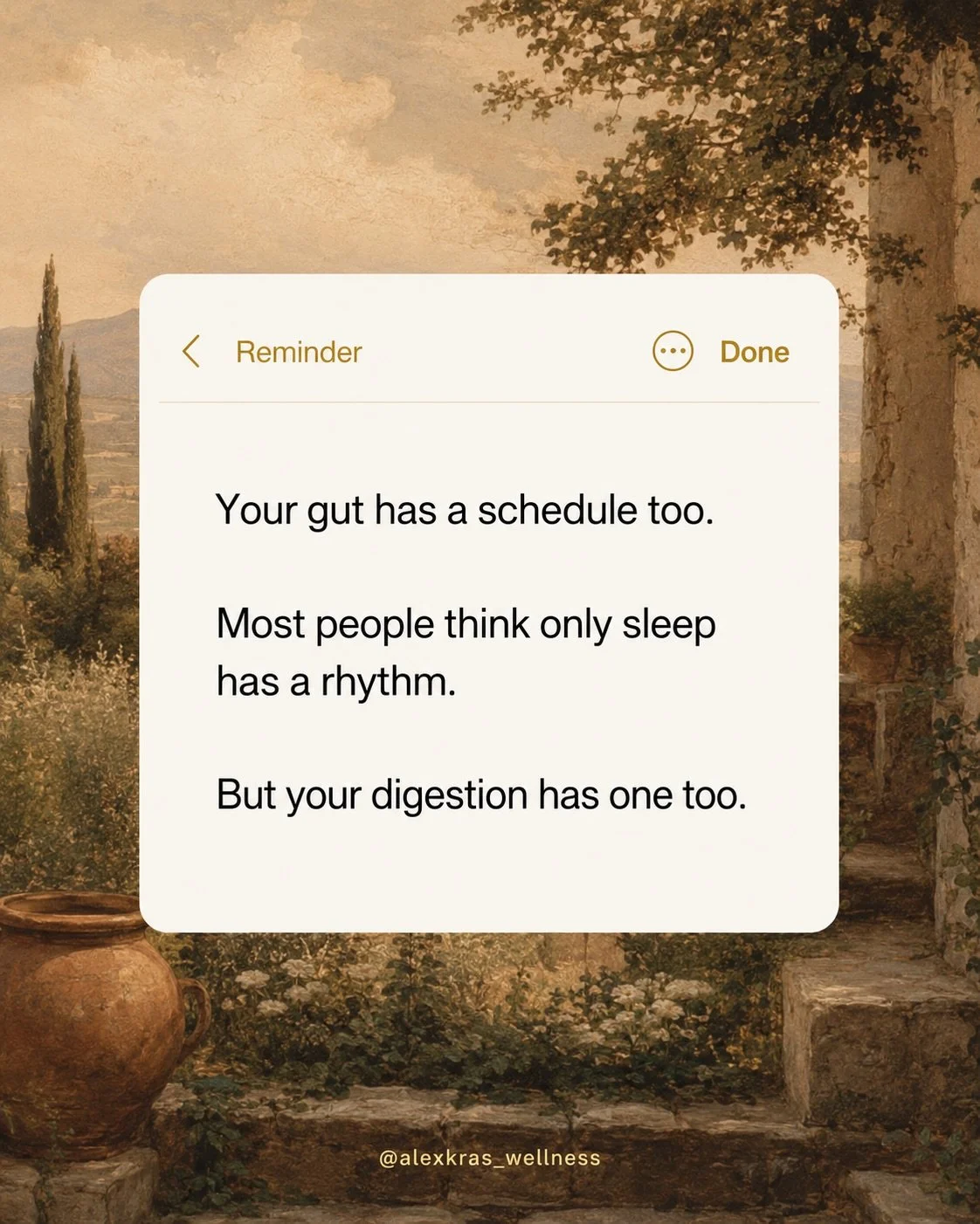 Your gut does not work the same way all day.

A lot of people focus only on calories, protein, carbs, or the &ldquo;perfect&rdquo; diet.

But sometimes the missing piece is much simpler: your eating schedule.

When you eat late at night, skip meals, 