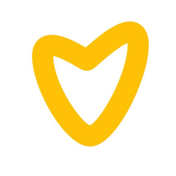 Yellow heart outline on a black background.