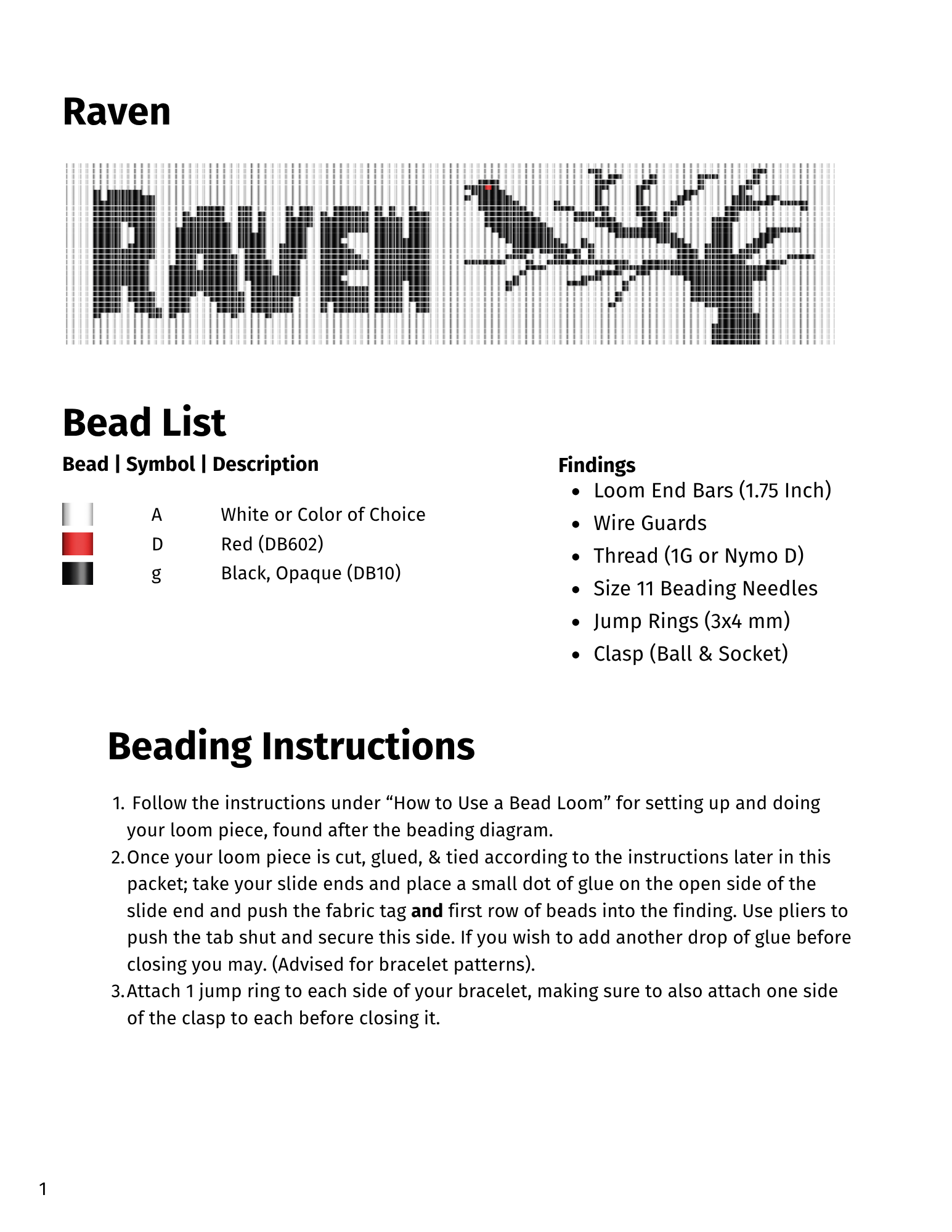 Raven Bracelet Pattern (Loom)