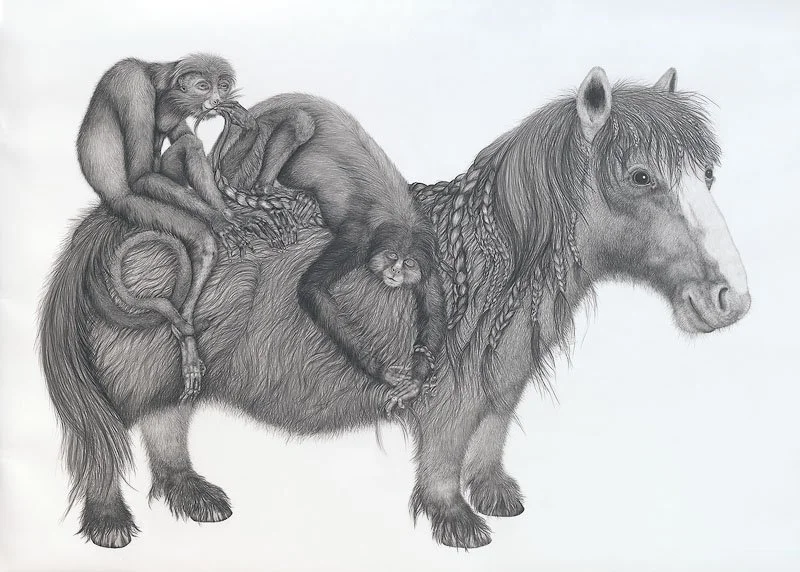 If wishes were horses...,
45" H x 60.5" W, 
Graphite on paper,
2011

