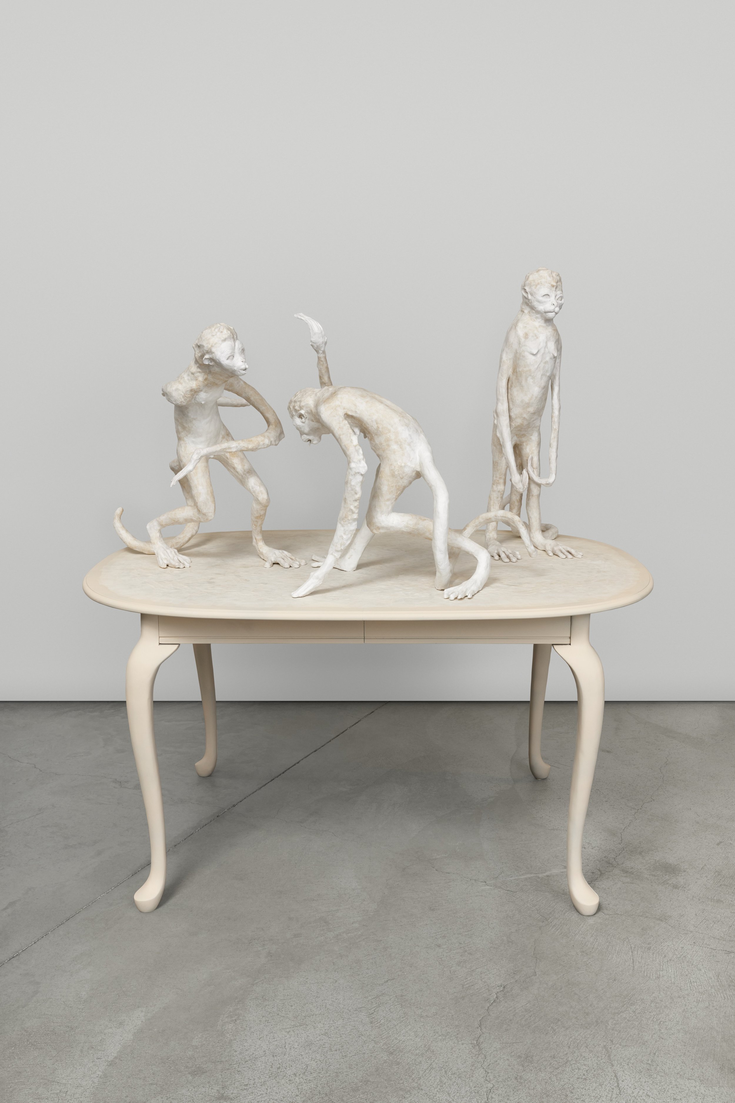 Party for one (After Nan Goldin's photo: Twisting at my birthday party), 
59"H x 57" W x 48" D
Paper clay, wood, wire, acrylic paint,
2019