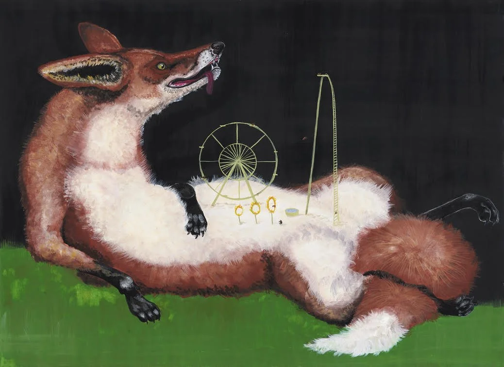 Flea circus,
23" H x 28" W,
Gouache on paper
2022