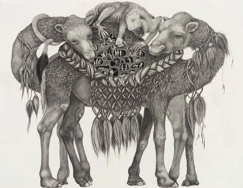 No post code envy, Graphite on paper, 34"H x 40"W, 2017
