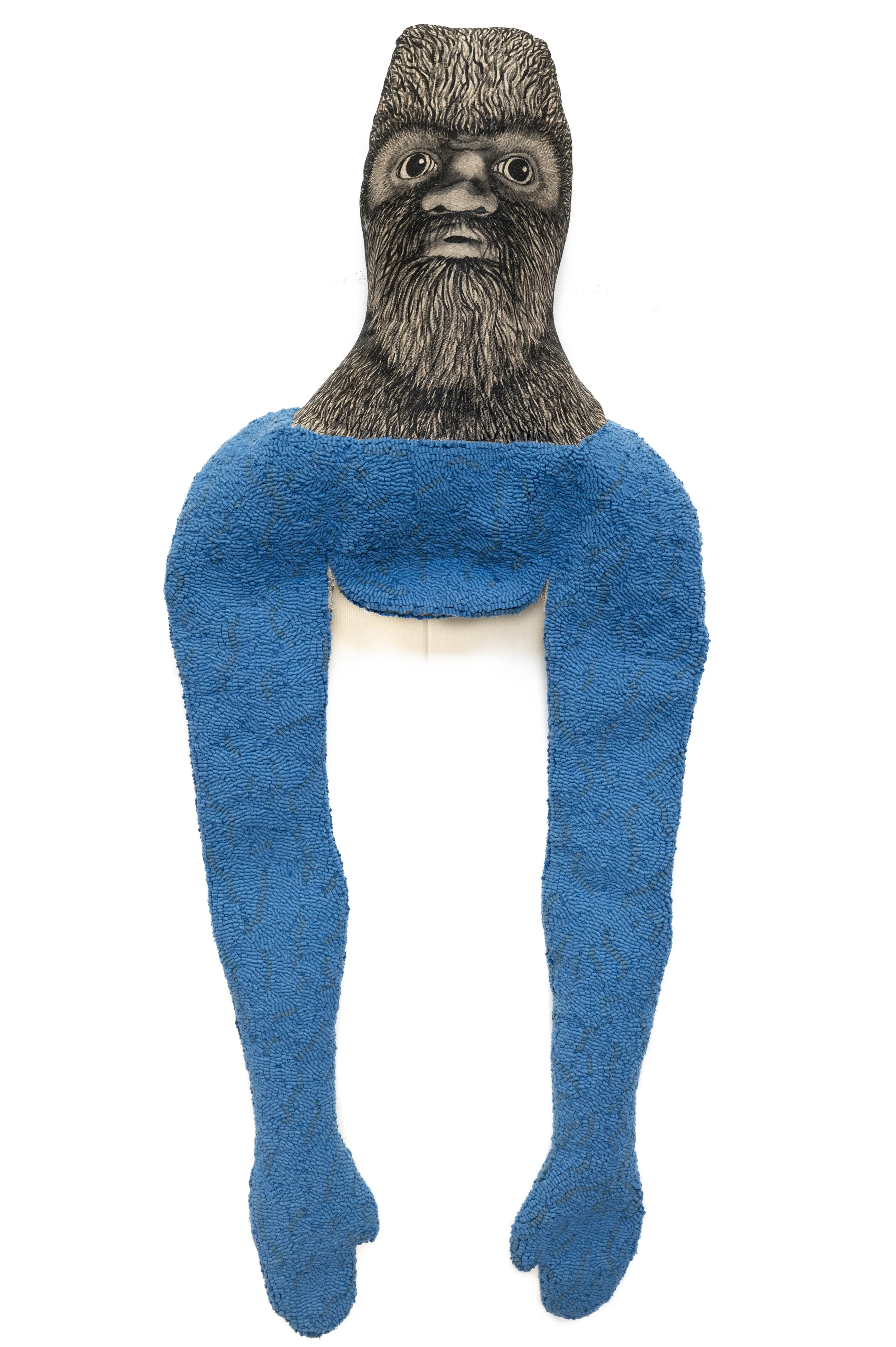 Hugger, 
62"H x 25"W x 8.5"D
Linen, acrylic paint, wool, stuffing,
2025