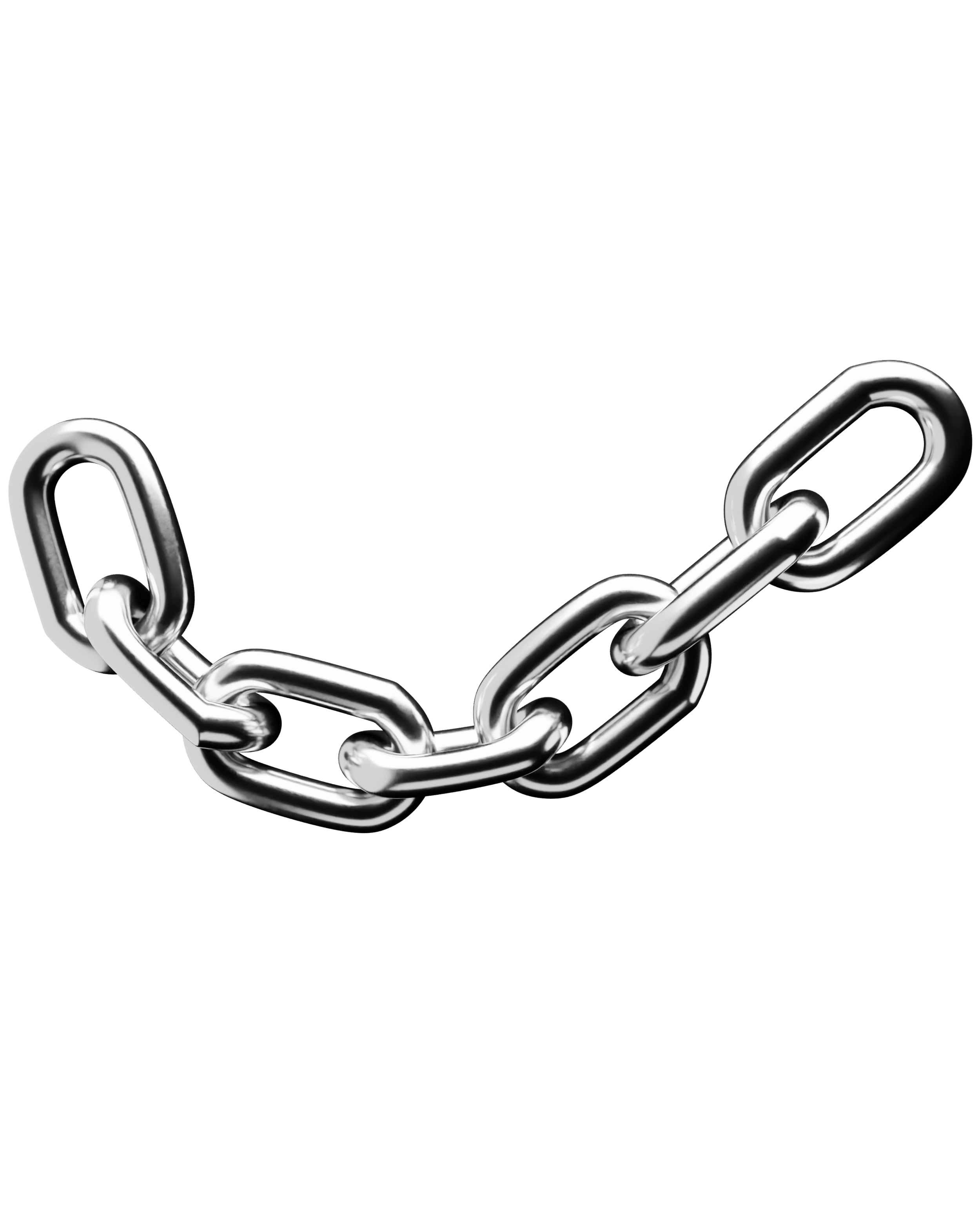A close-up of a silver chain necklace against a black background.