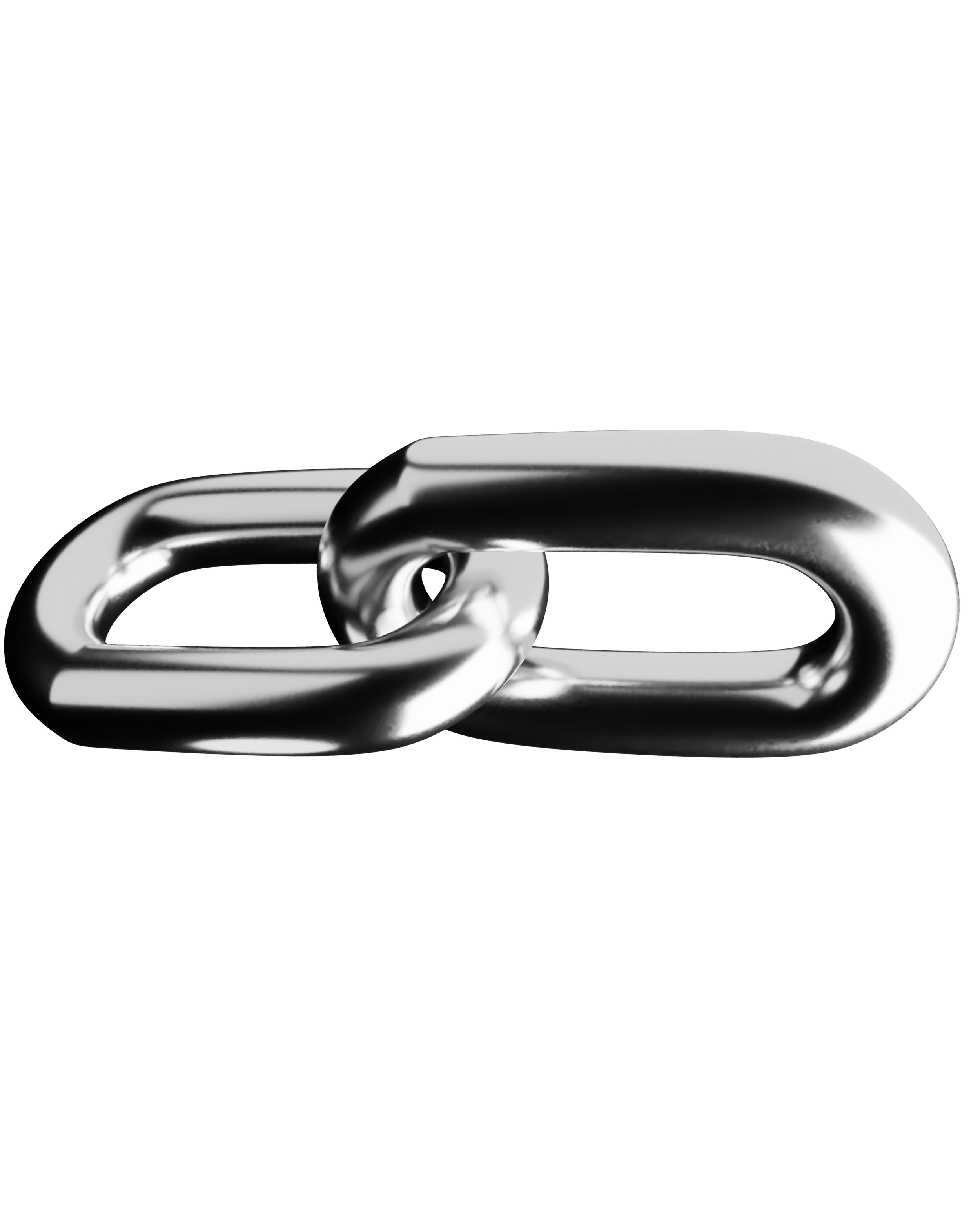 Two intertwined silver metal chains on a black background.