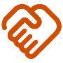 An illustration of two hands shaking, representing agreement or partnership.