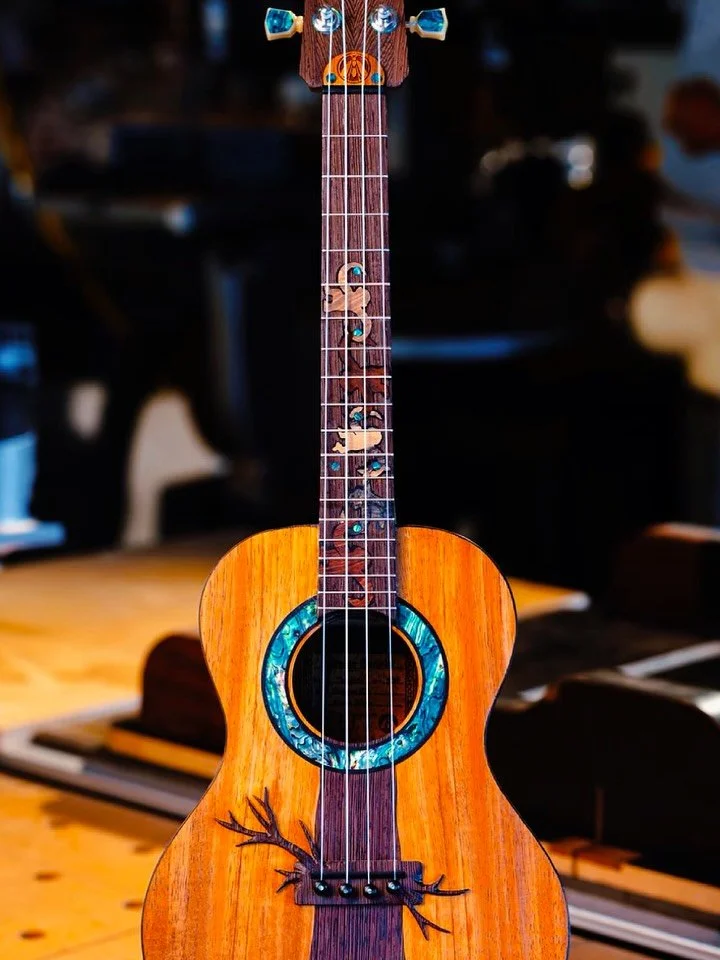 Happy to introduce Monkey Business, a 17&rdquo; scale custom tenor ukulele. This commission build was filled with whimsical touches all throughout that represent so much of my client and their family. Link to audio samples in the comments! #custom #u