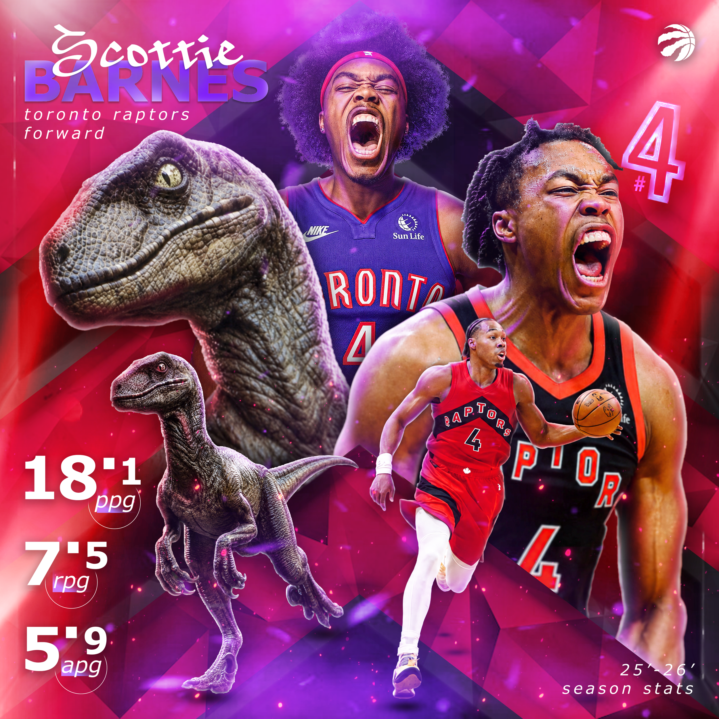 Scottie Barnes 25'-26' Season Stats Social Design