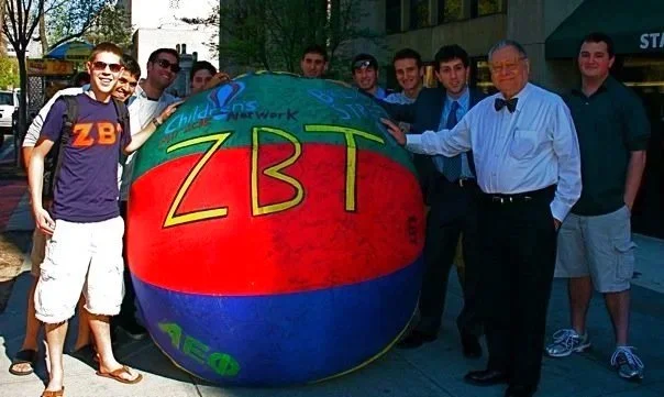 GW ZBT brothers with President Emeritus Stephen Joel Trachtenberg, alongside our philanthropic ball.