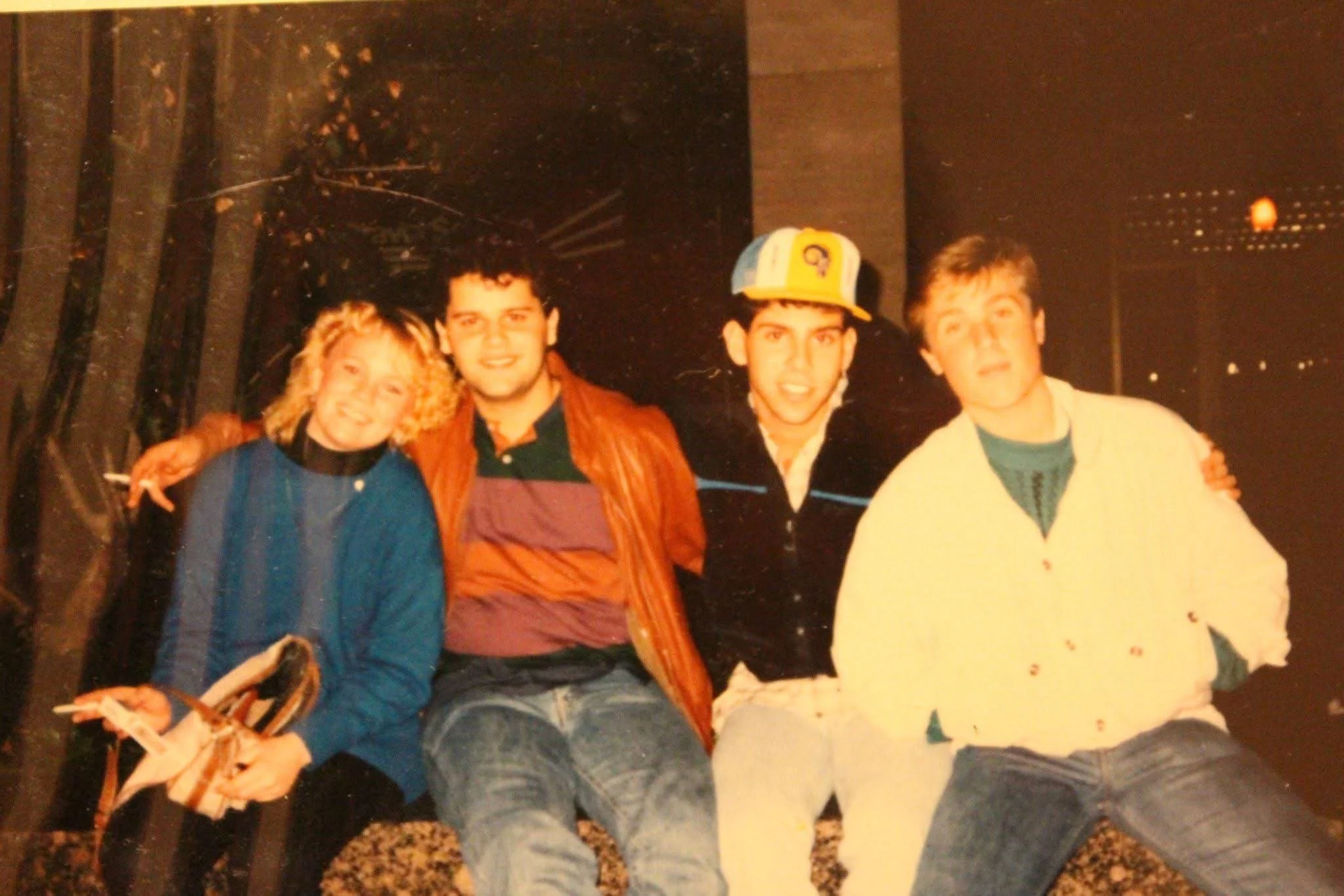 Fraternity brothers and friends spending time together outside.
