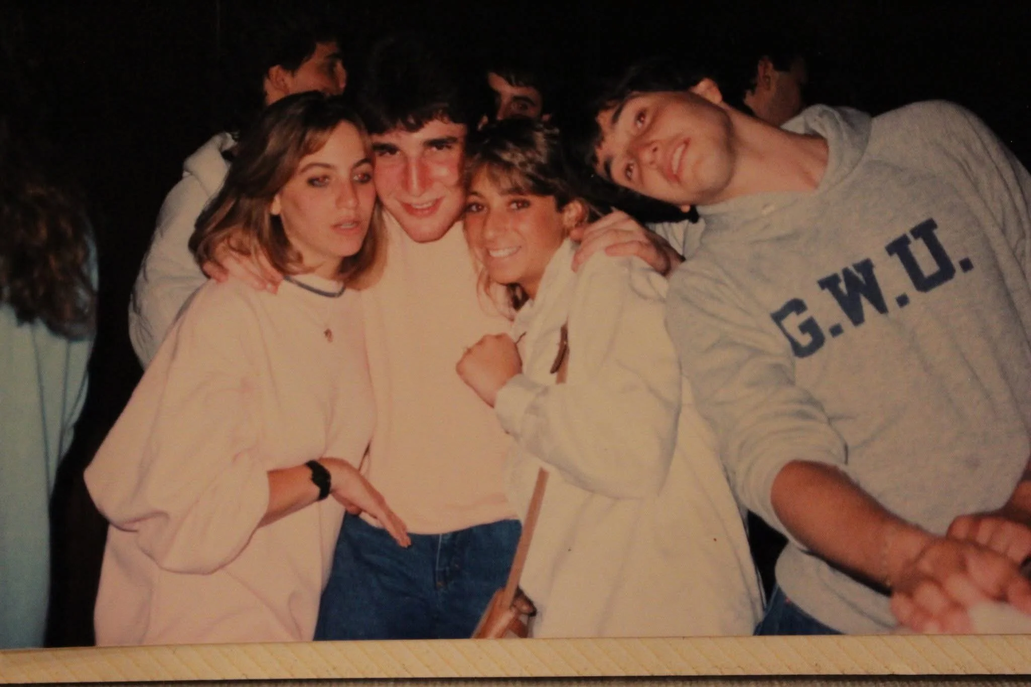 Fraternity brothers and friends posing for a photo.