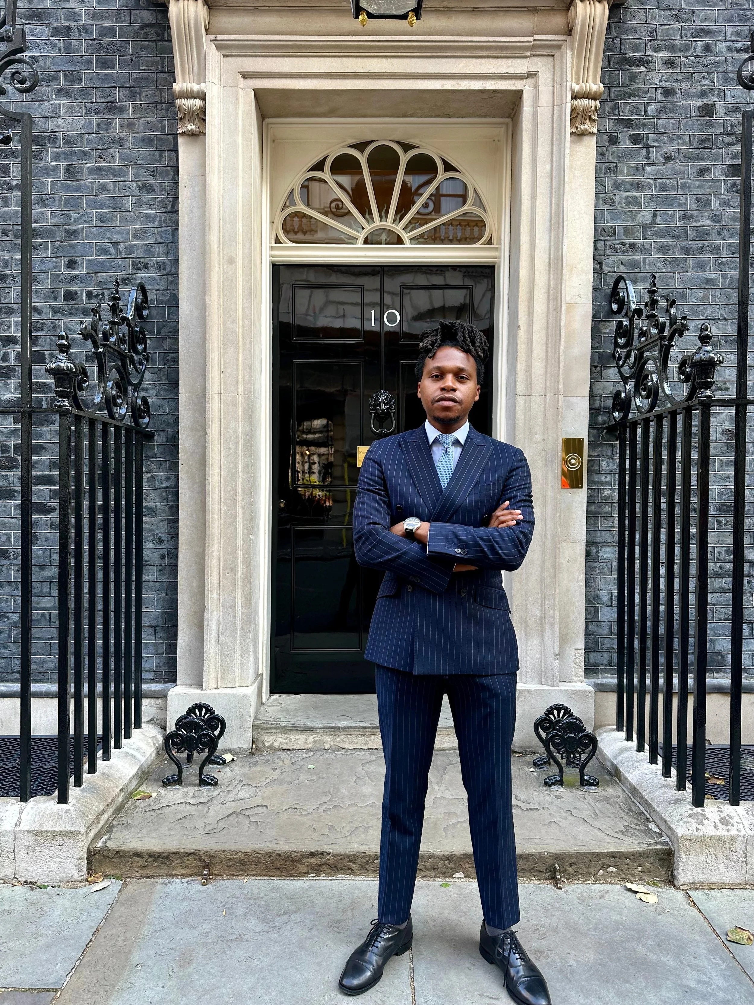Matthew Otubu outside 10 Downing Street