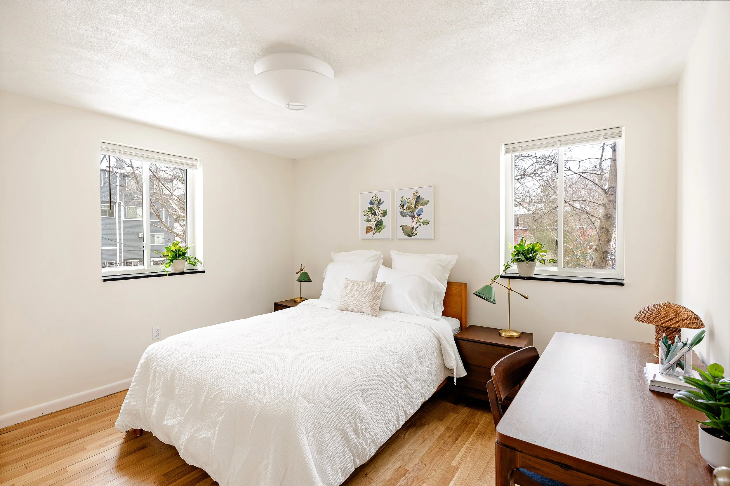 Cheerful well-lit furnished bedroom