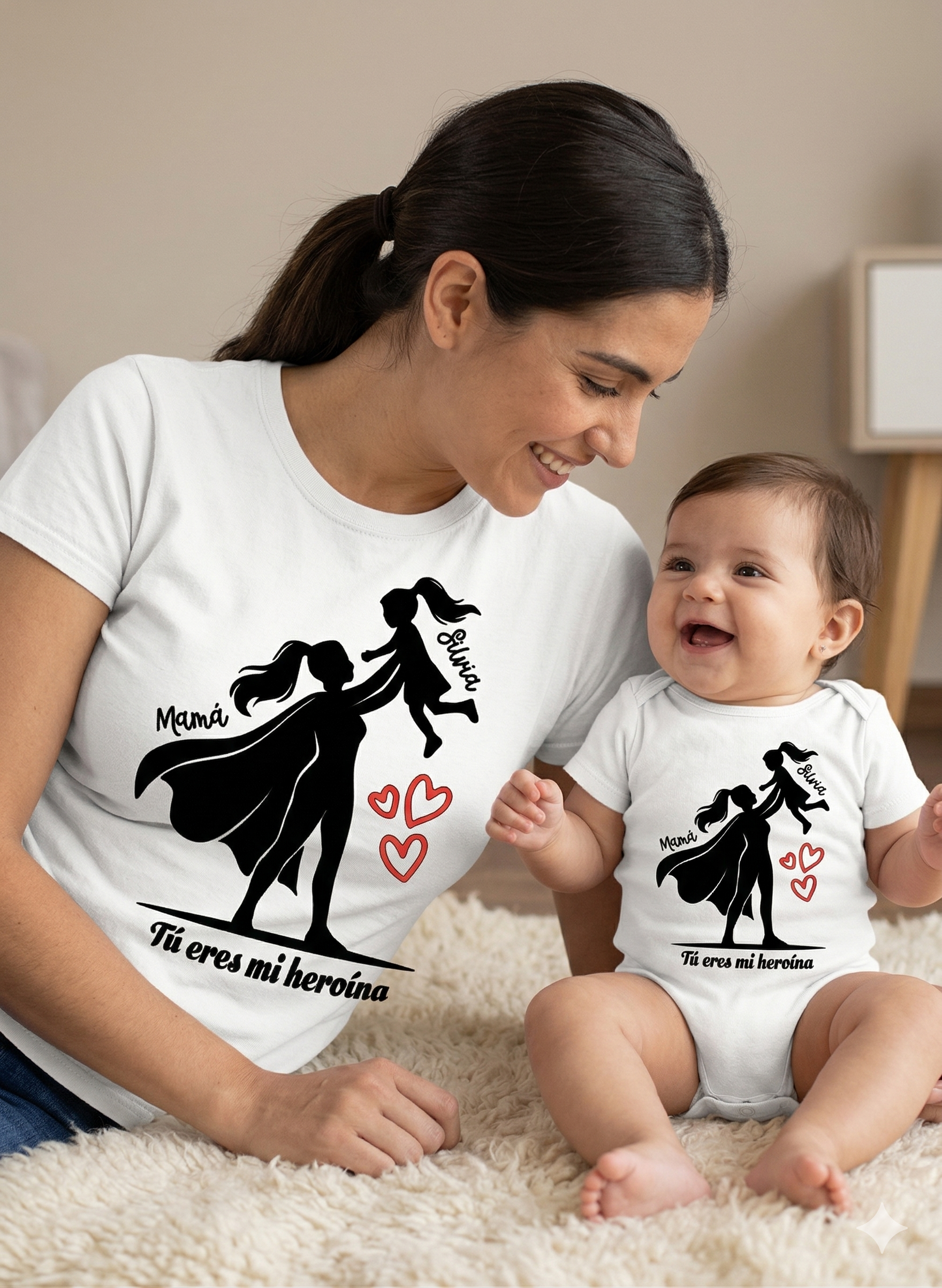 Pack Día de la Madre Personalizado (Mamá+Bebé/Infantil) -Heroína