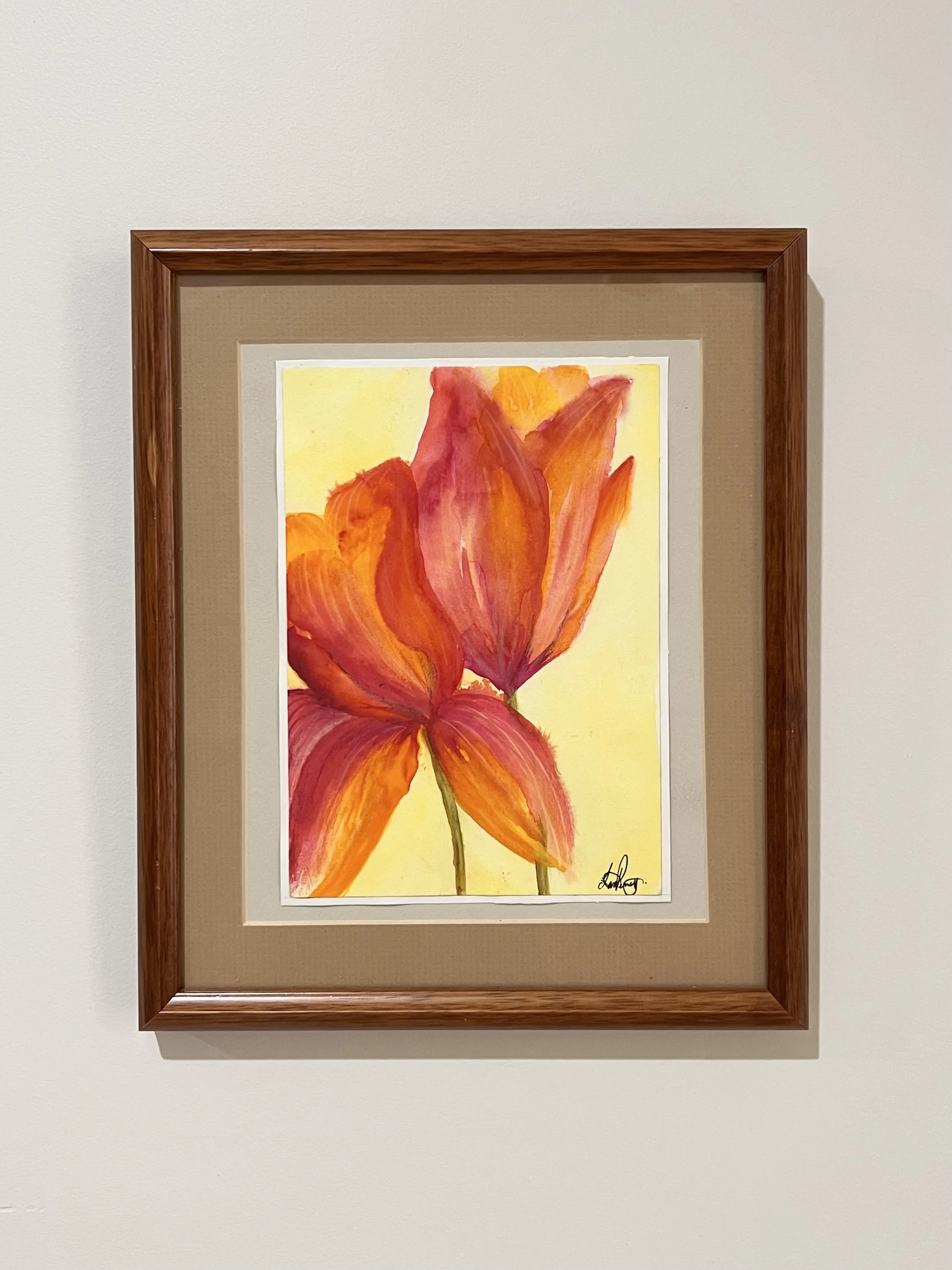 Watercolour Sunset Lily (Original) - Framed