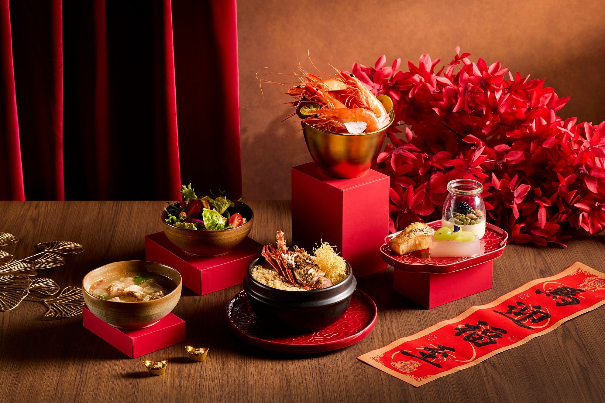 Seasonal menu key visual photographed for Chinese New Year 2026 at The American Club in Singapore