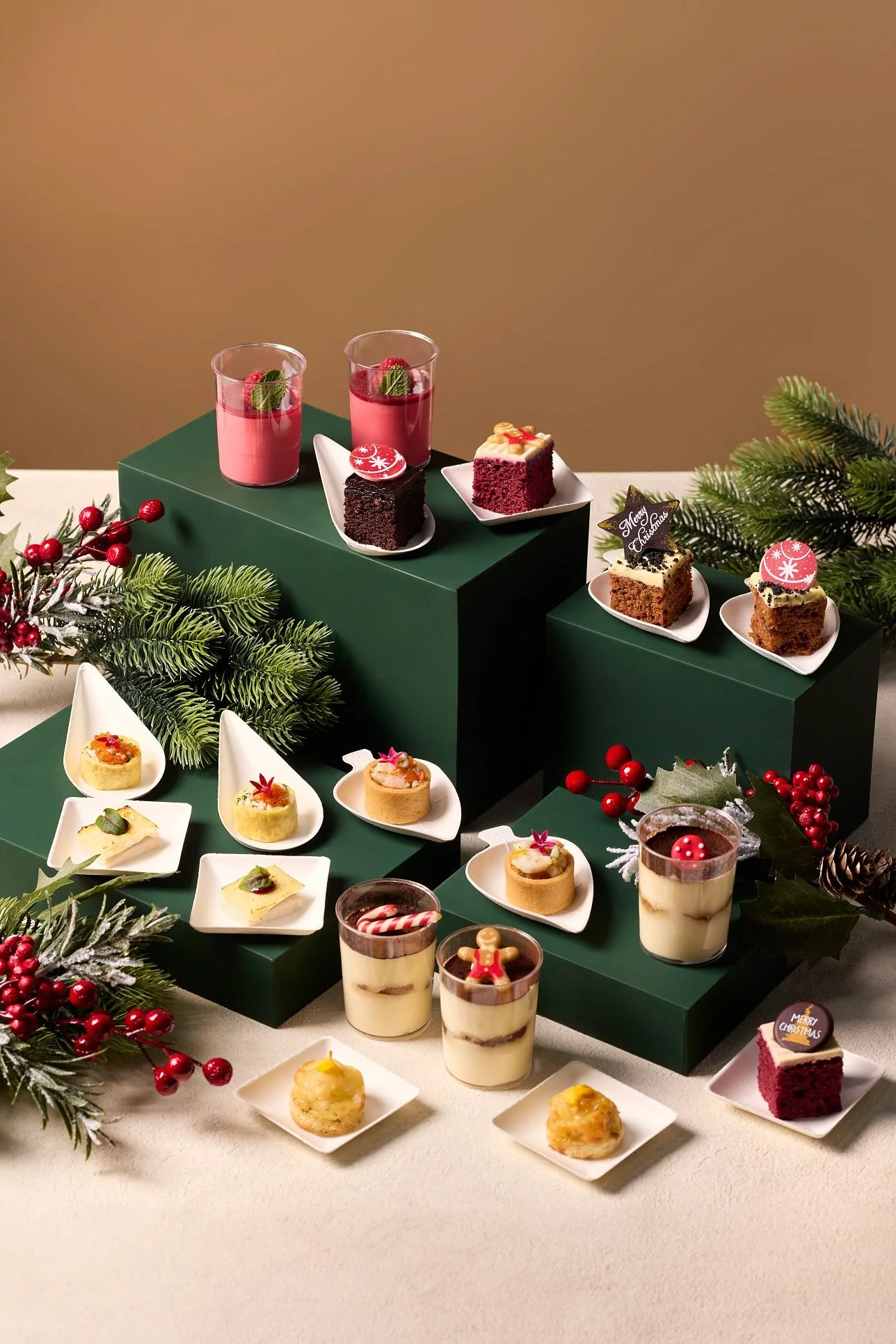 Seasonal canapés photographed for a Christmas menu for Lavish Dine Catering in Singapore