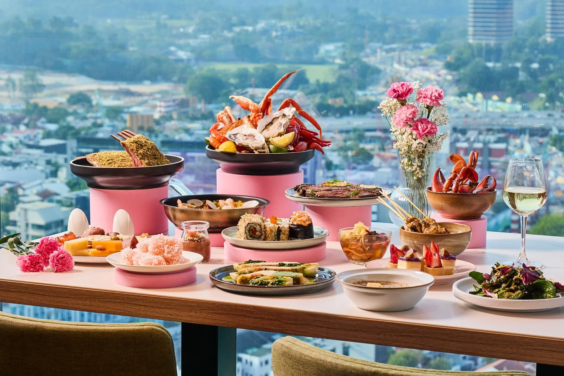 Mother’s Day buffet photographed for a campaign at Sky22 Courtyard by Marriott in Singapore