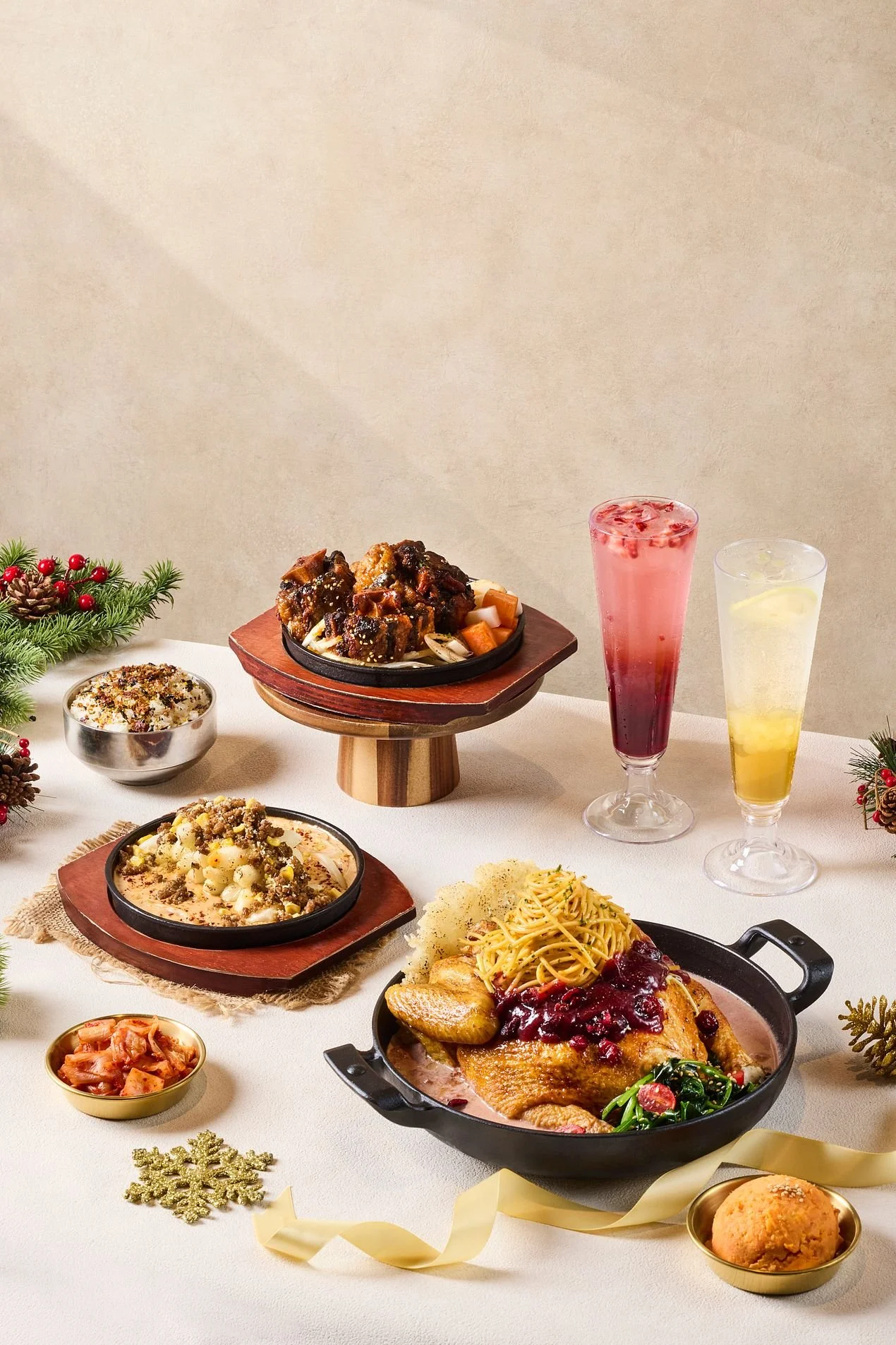 Christmas festive menu photographed for a seasonal campaign for Seorae Jib in Singapore