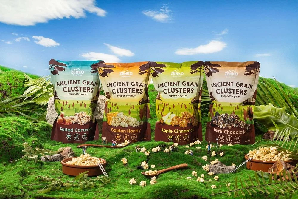 Hero key visual photographed for a branding campaign for ZENKO Superfoods Snacks in Singapore