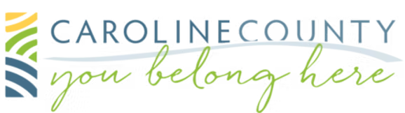 Caroline County, Maryland logo with colorful landscape icon and green "grow local" script
