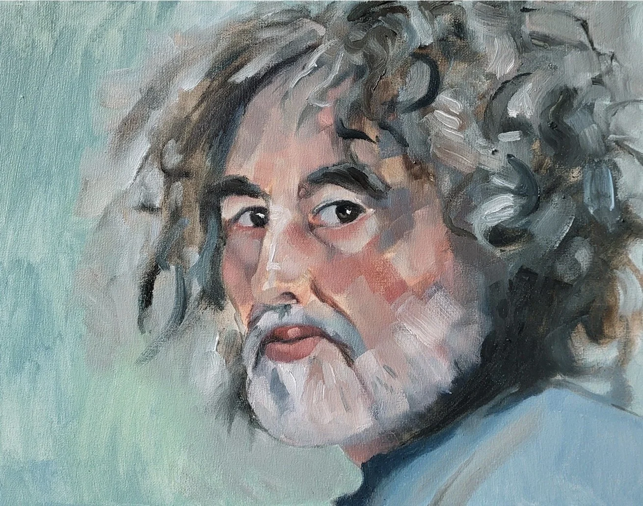 A watercolor painting of the artist, Bob Bernard