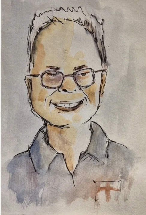 Watercolour portrait of the author, Adam J Bramall