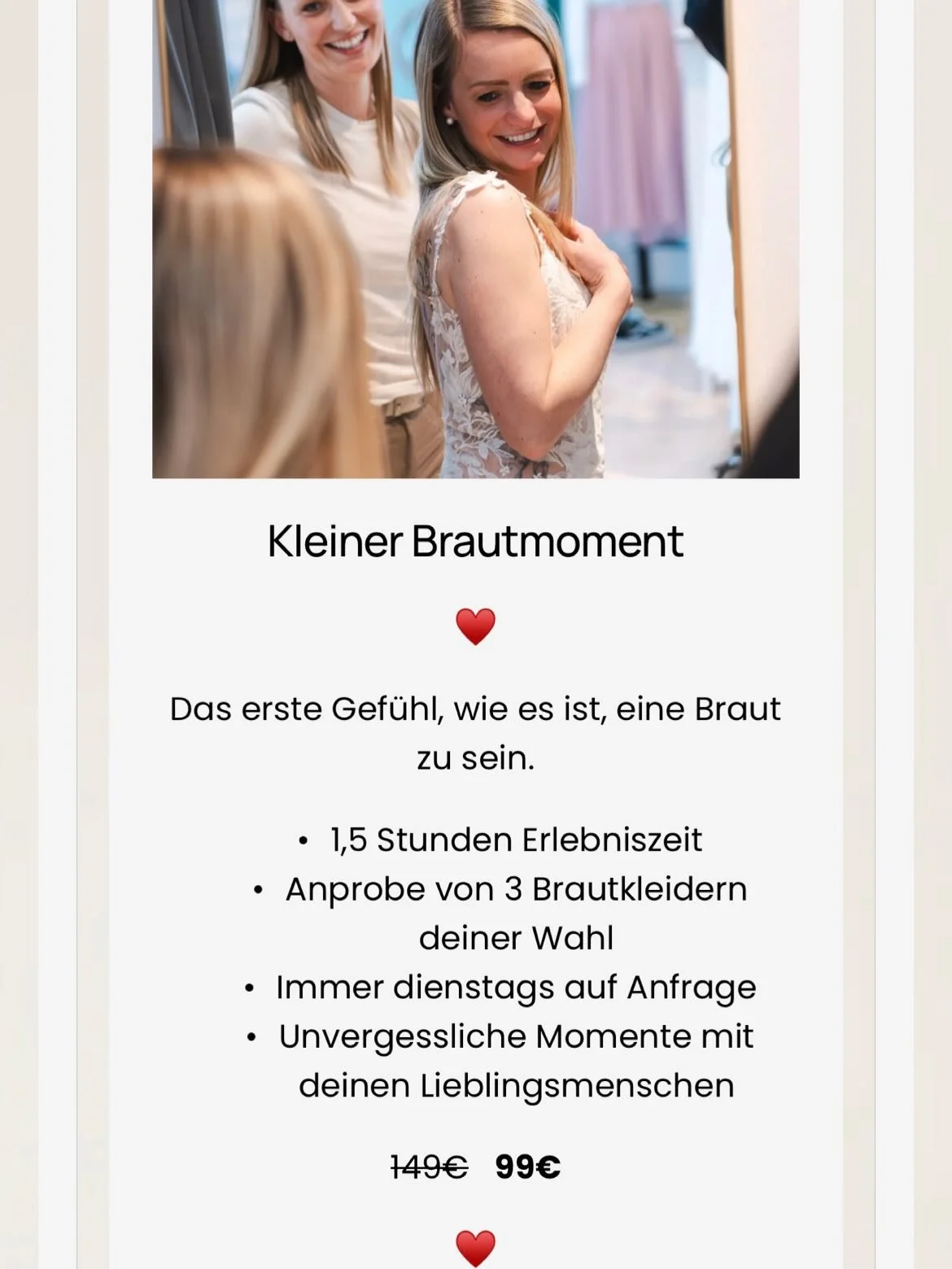 Kleiner Brautmoment - unvergessliche Momente mit deinen Lieblingsmenschen &hearts;

Das erste Gef&uuml;hl, wie es ist, eine Braut zu sein.

#likeabride #makingmemories #foryou #friends #goodtimes