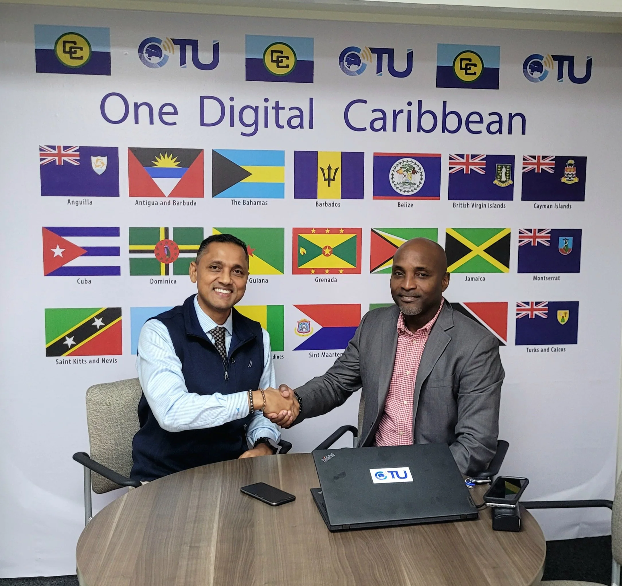Signing a Memorandum of Understanding with the Caribbean Telecommunications Union