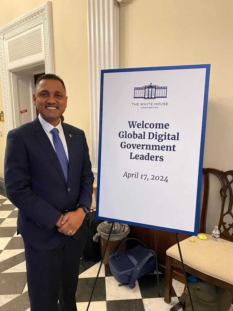White House Global Digital Government Leaders Forum welcome sign