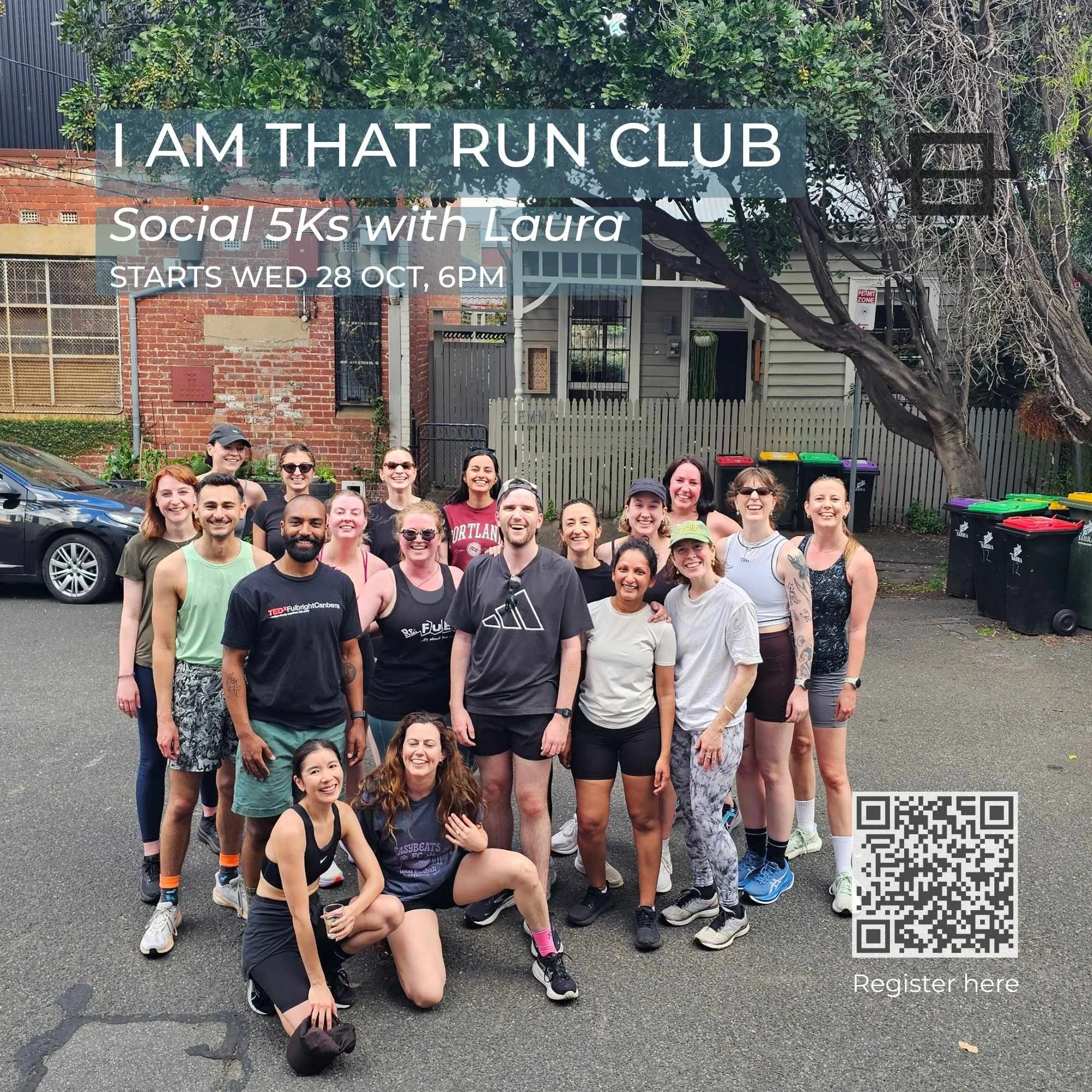 I Am That Run Club is a social 5K running group in Collingwood, led by Laura and open to the I Am That Studio community.