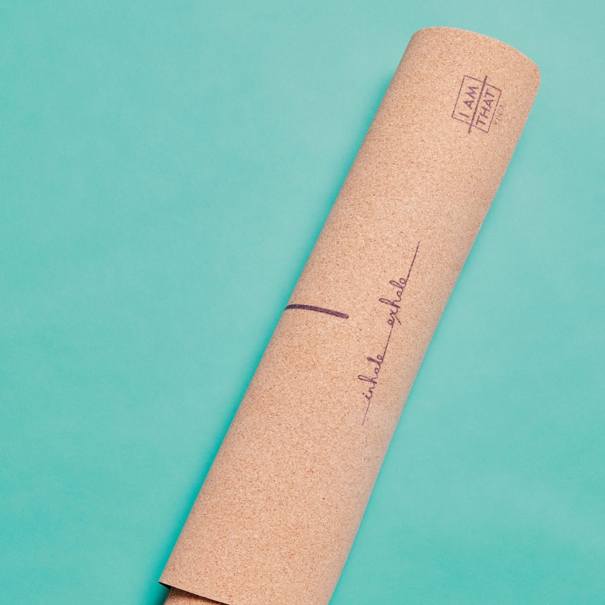 Travel natural cork alignment yoga mat rolled