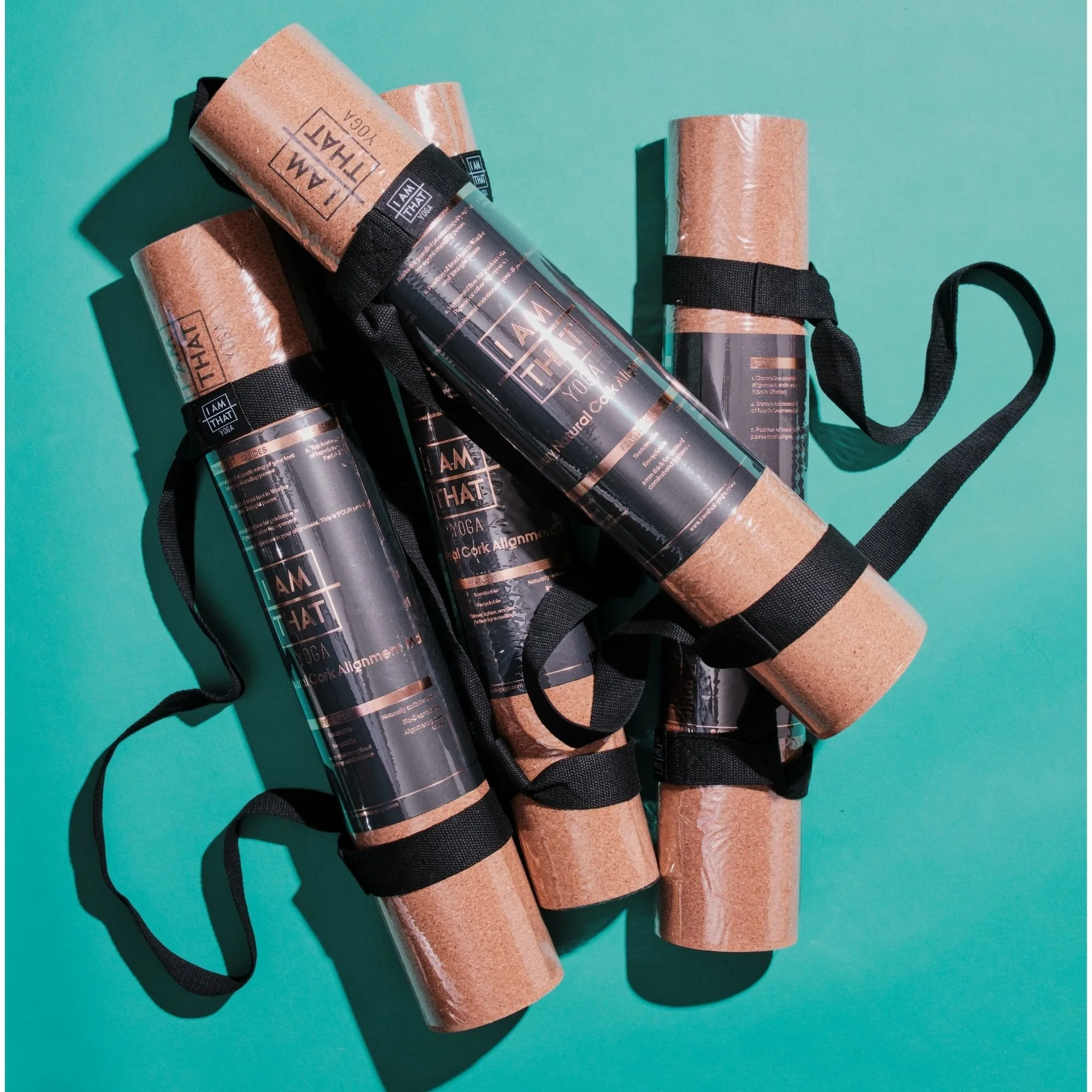 luxury natural cork alignment yoga mats with cotton carry straps
