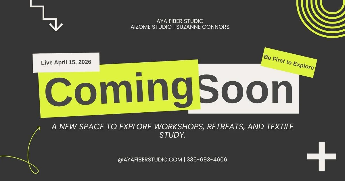 A new season is taking shape.

New Website
New instructors.
Returning favorites&mdash;with entirely new work.
And the continued evolution of Aizome Studio.

Small classes.
Deep study.
Work that asks more of you&mdash;and gives more in return.

&rarr;