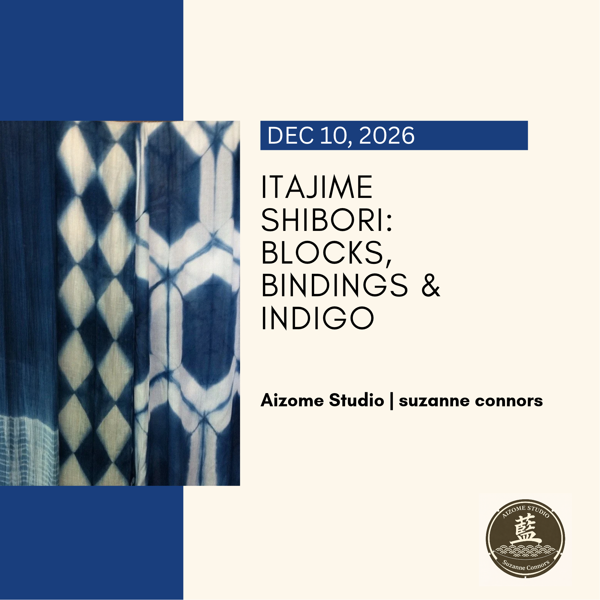 Itajime shibori: Blocks, Bindings and Indigo