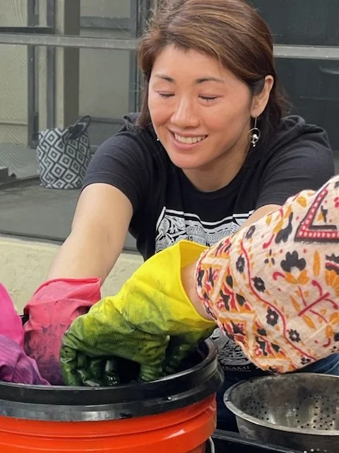 Happy Student at the Indigo Vat