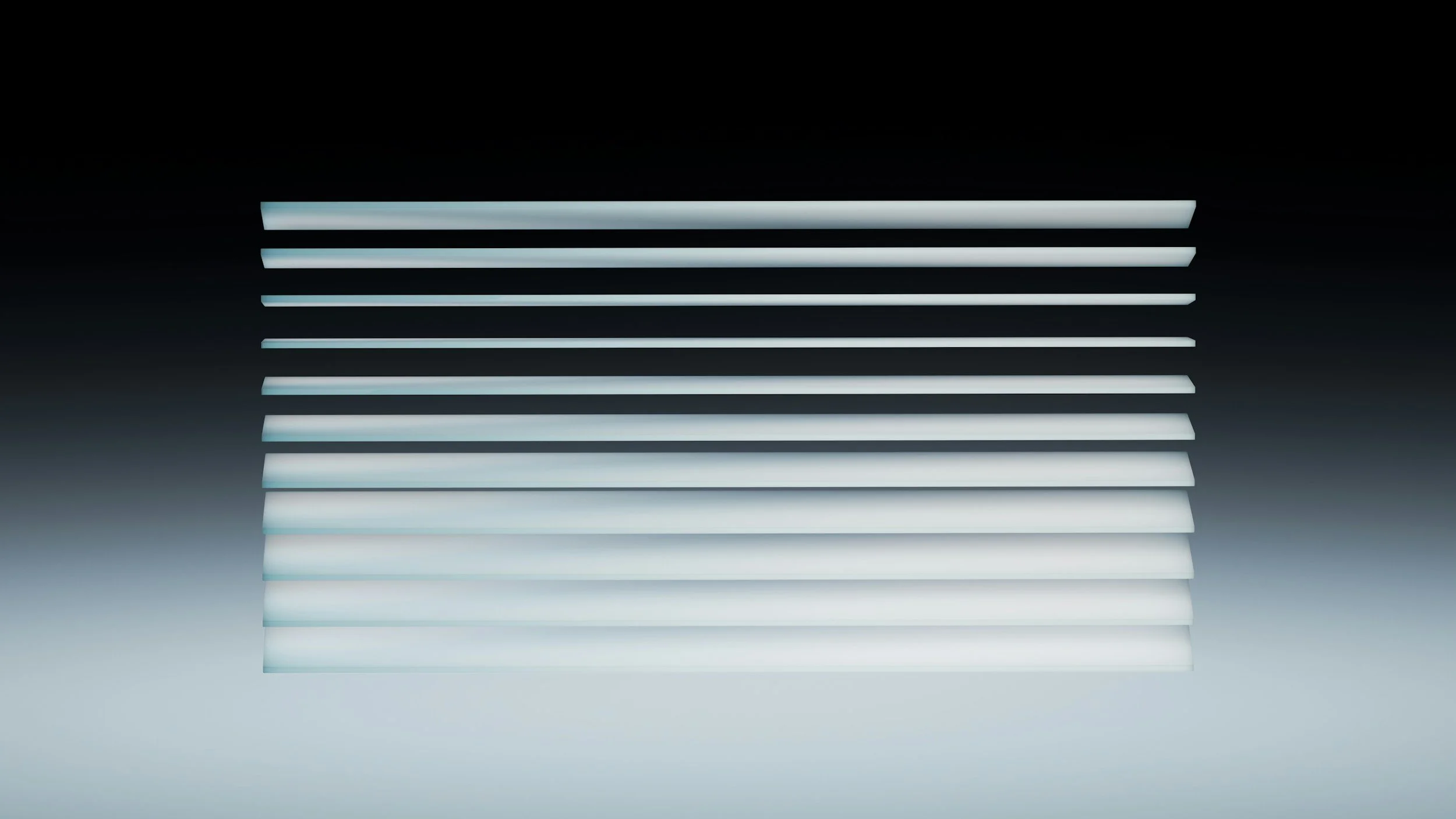 Backlit architectural window blinds with gradient lighting, horizontal lines, and shadow effects.