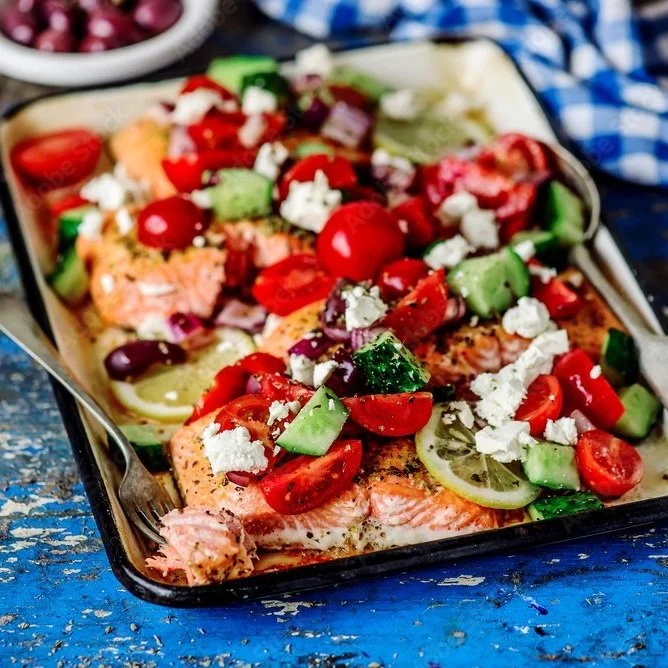 Salmon Greek Salad