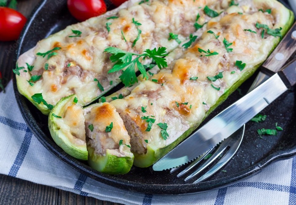 🧀🥒Ground Beef and Gruyere Zucchini Boats