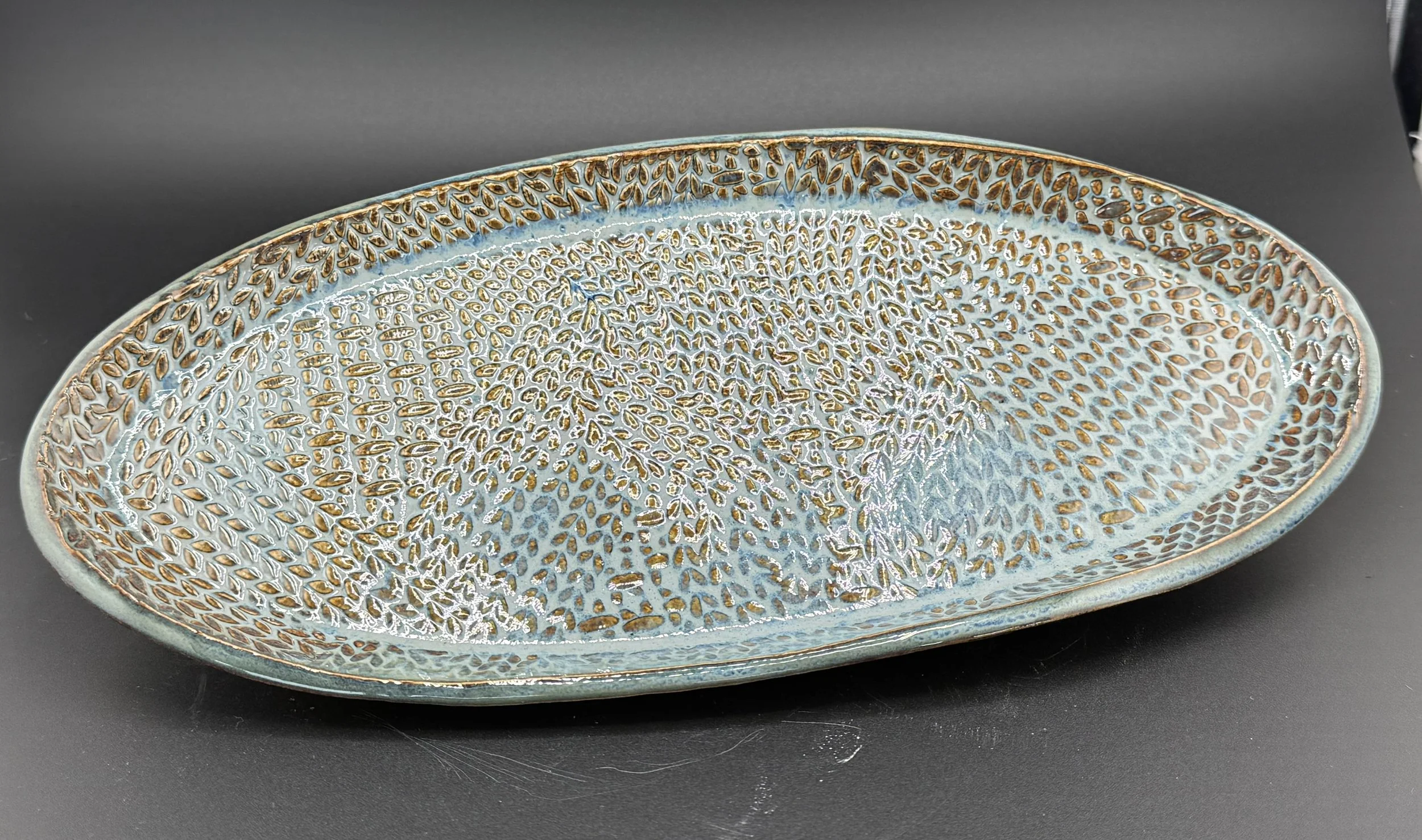 denim blue textured platter