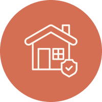House icon with shield, indicating home security or protection.
