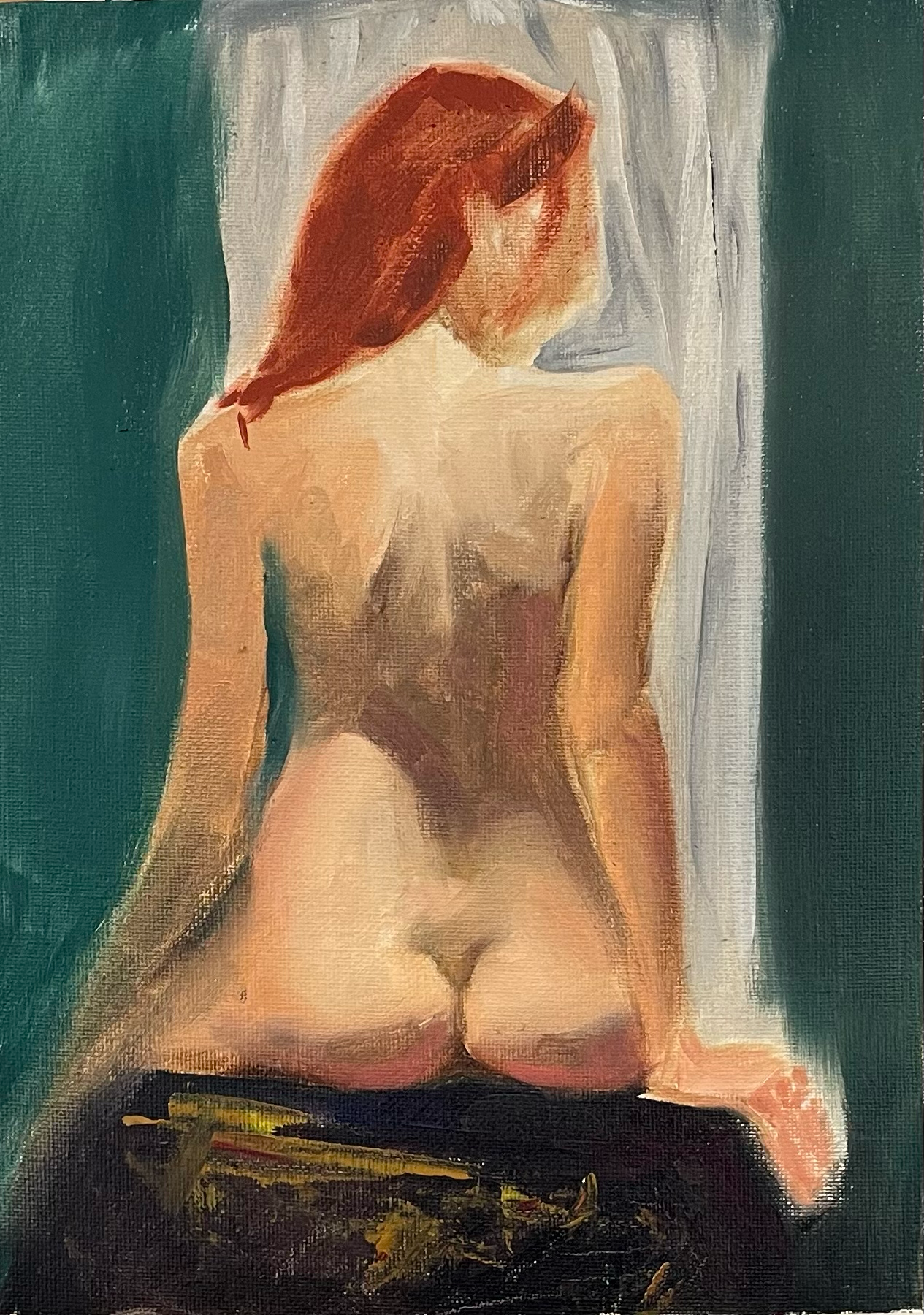 The red lady, oil on canvas 20x35, Milan 2024