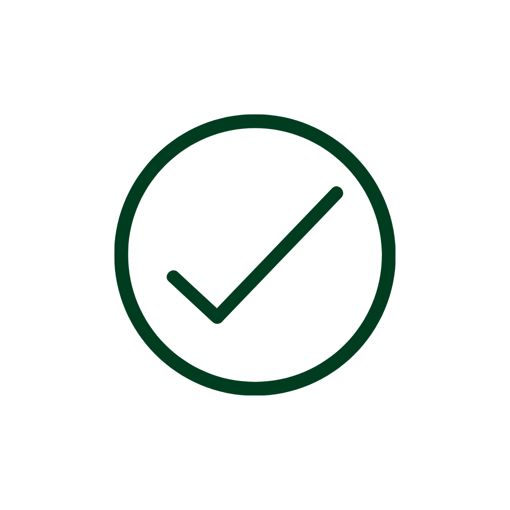 Green checkmark inside a circle indicating completion or approval.
